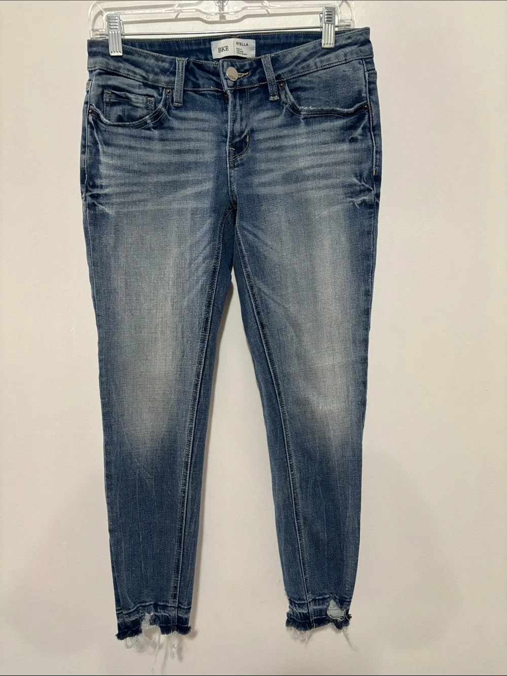 BKE Stella Low Rise Ankle Skinny Jeans Raw Frayed Hem Size 27x27